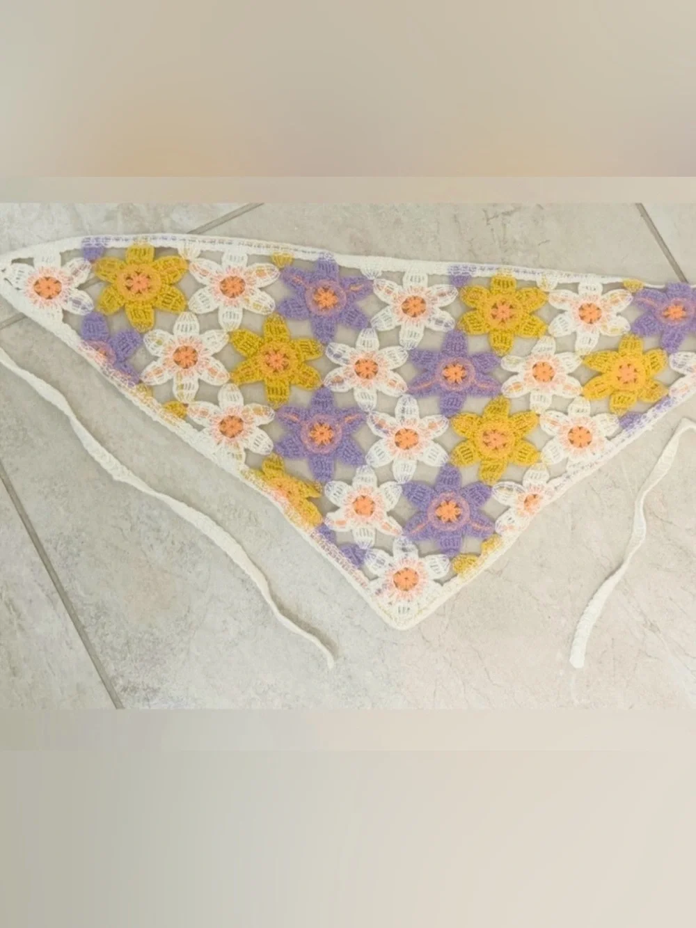 Anthropologie Floral Crochet Hair Scarf